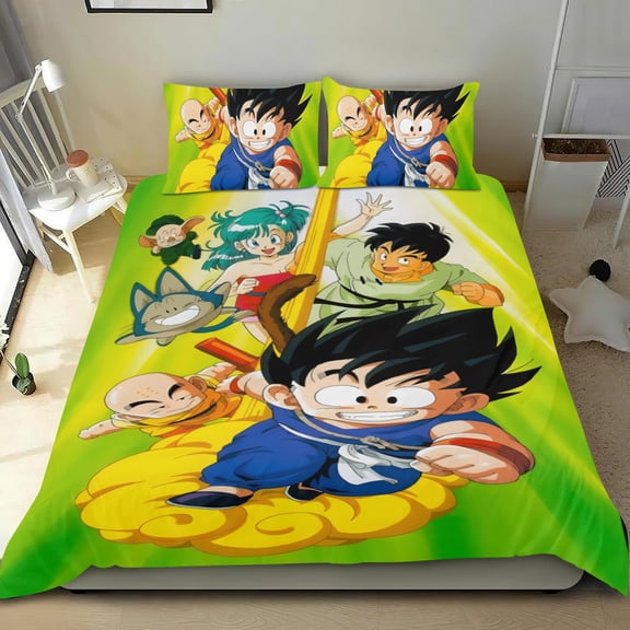 Dragon Ball Z cotton bed linen trio, three-piece, cozy and skin-friendly, anti-fade inks, ideal gifts for family, friends, fans, 55x79 in (140*200 cm).