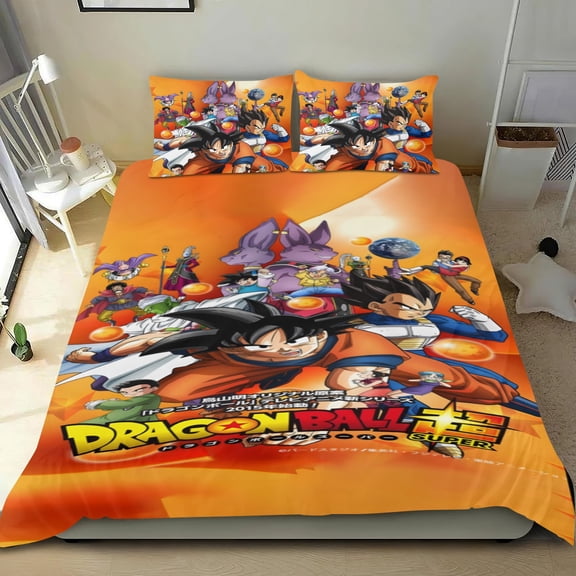 Dragon Ball Z three-piece cotton bed linen, cozy and skin-friendly, easy-iron fabric,perfect gifts for family, friends, fans, 53x79 in (135*200 cm).