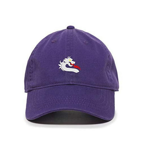 Dragon Baseball Cap Embroidered Cotton Adjustable Dad Hat Purple