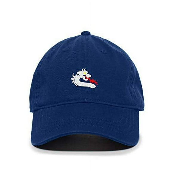 Dragon Baseball Cap Embroidered Cotton Adjustable Dad Hat Royal Blue