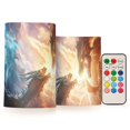 thumbnail image 1 of Dragon Battle in Sky Flickering Flameless LED Candles set of 2 Battery Operated 18-Key Remotes Timer Halloween Fall Decor D3''xH4''5'', 1 of 7