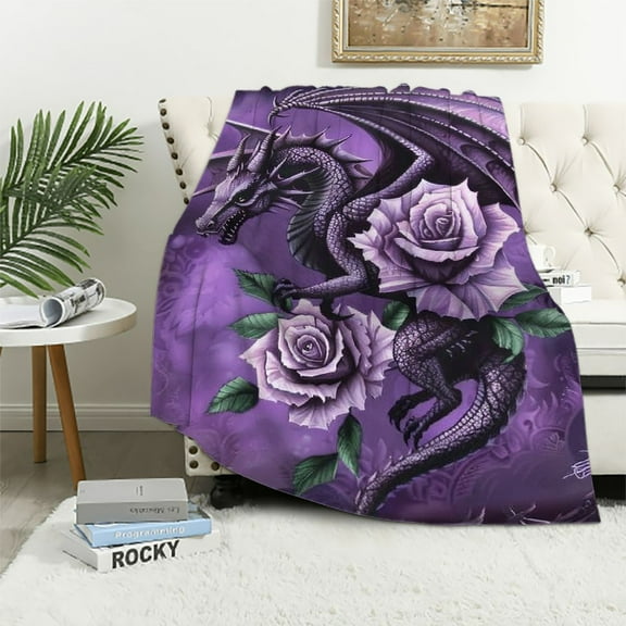 Dragon Beauty Queen Size Raschel Plush Dragon Throw Blanket, Measures