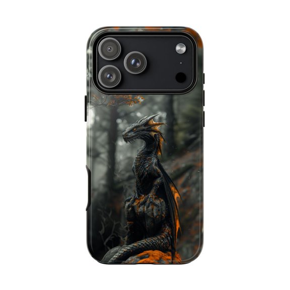Dragon Black Orange Ancient Dark Fantasy Epic Creature Phone Case with iPhone 17 to 11 Pro Max