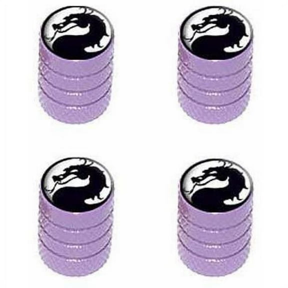 Dragon Black on White Tire Rim Wheel Aluminum Valve Stem Caps, Multiple Colors