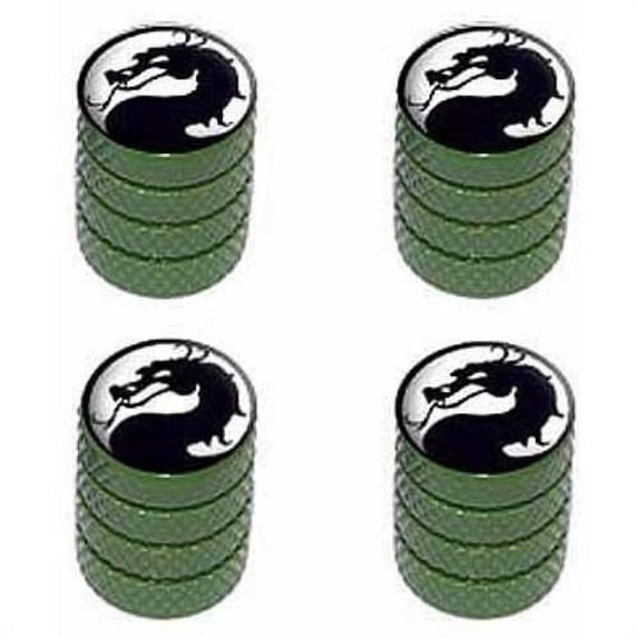 Dragon Black on White Tire Rim Wheel Aluminum Valve Stem Caps, Multiple Colors