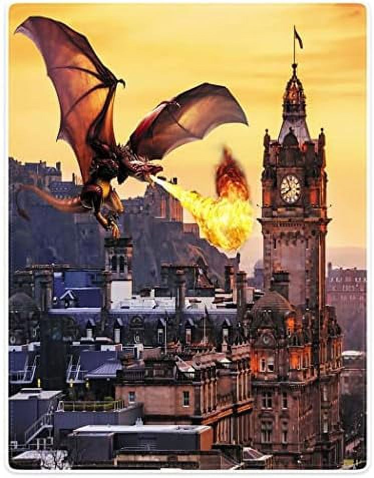 Dragon Blanket 50"x80" Animal Fairy Tale Soft Fluffy Fleece Throw