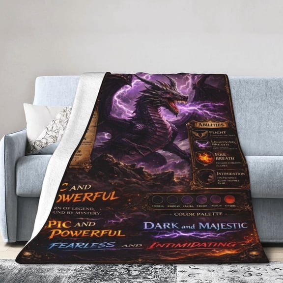 Dragon Blanket Cozy Soft Home Decor Gift for Fantasy Lovers Epic Majestic Fearless Throw Blanket 50x40
