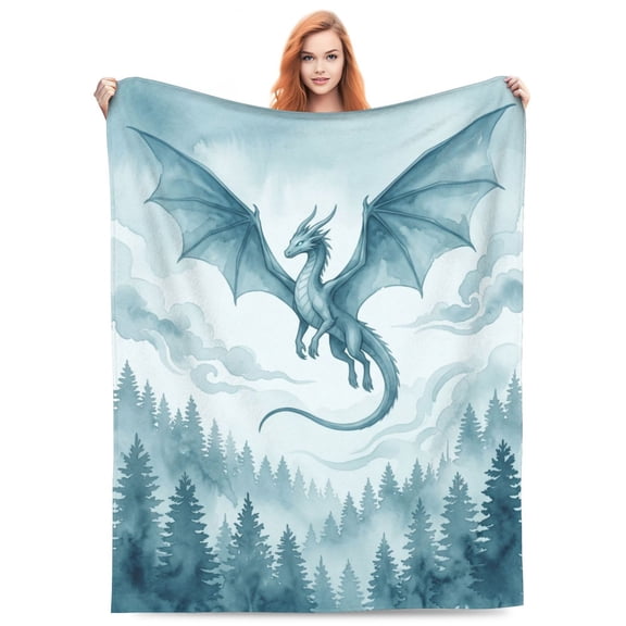 Dragon Blanket, Forest Dragons Animal Print Throw, Super Lightweight Warm Plush Flannel Bedding For Sofa And Bed 50x40