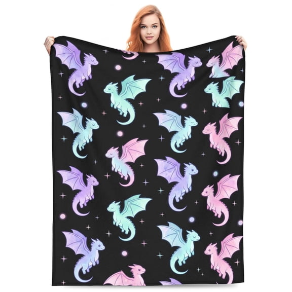 Dragon Blanket, Ultra Soft Flannel Throw, Creative Dragons Lovers Gift, Cozy Warm Bedding For Home Decor 50x40