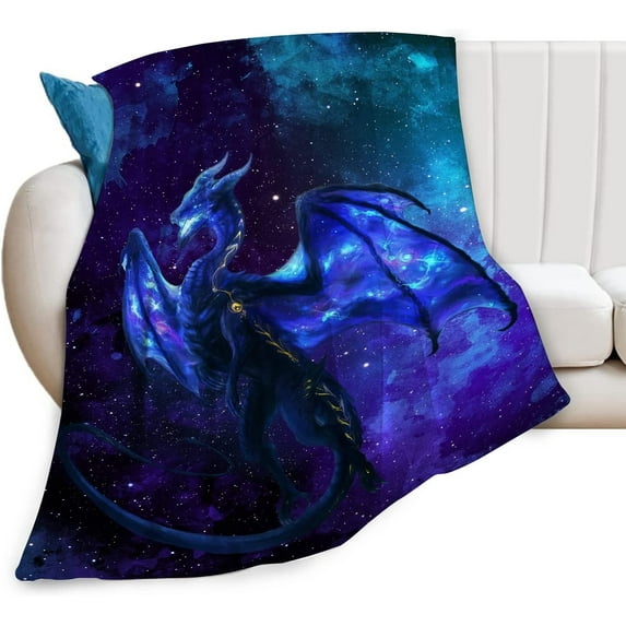 Dragon Blanket for Boys Men Dragon Space Throw Blanket for Kids Adults Ultra Soft Cozy Fleece Blanket for Couch Sofa \u200bBed 50"x60"