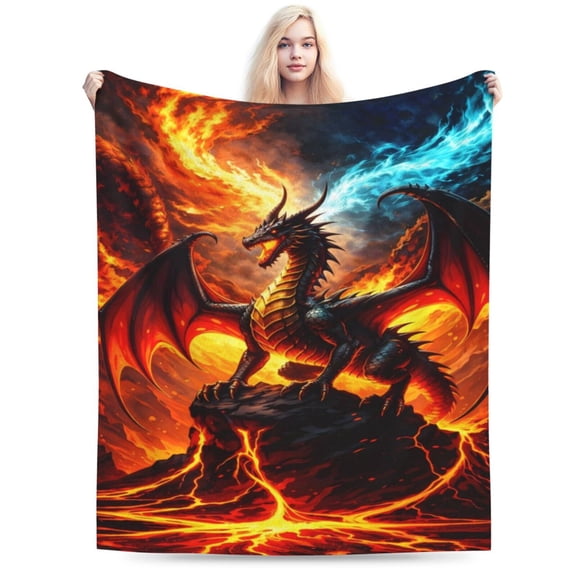 Dragon Blanket for Kids Boys 6-8, Cool Soft Cozy Fuzzy Dragon Themed Blankets Throw Gifts Ideas for Sofa Trip Chairs Decorations 50x40