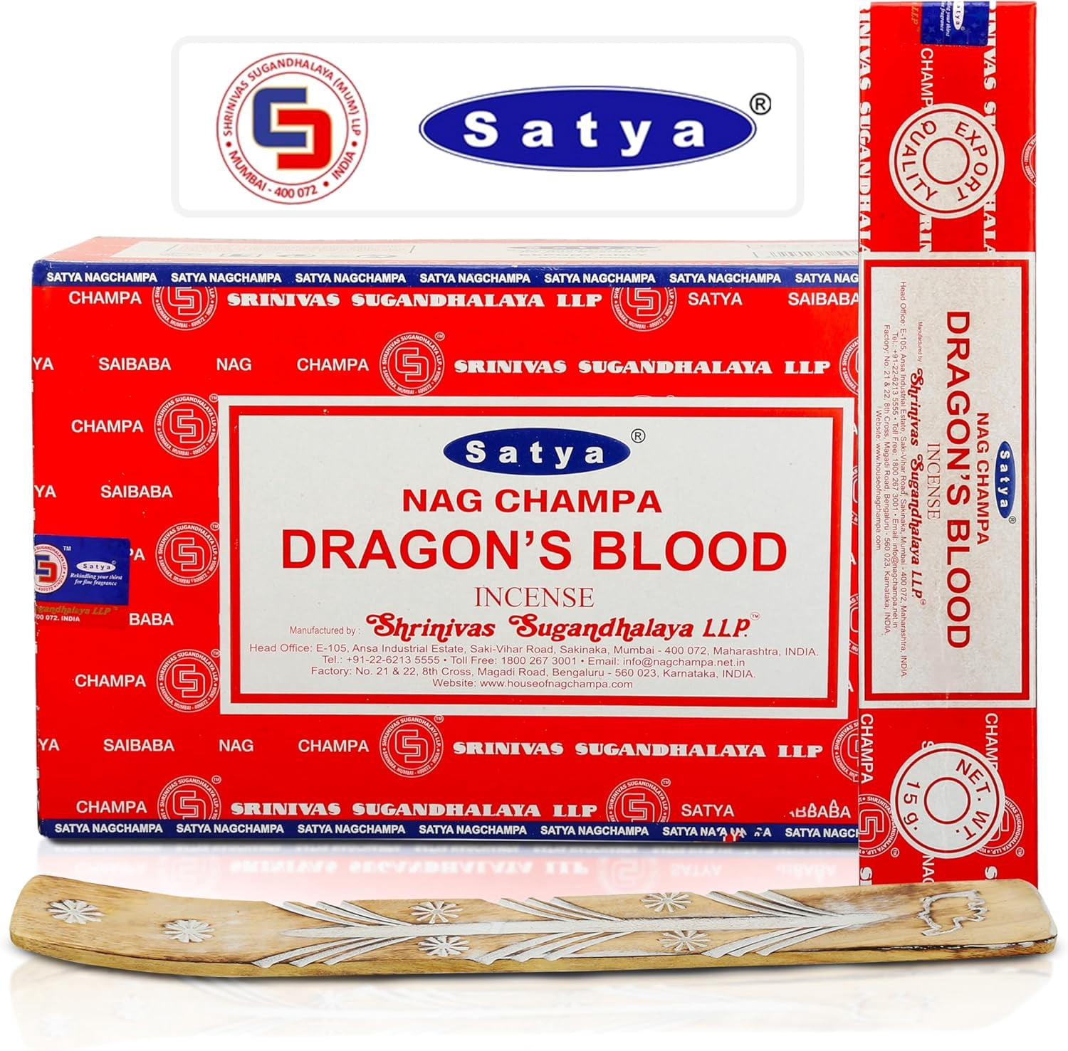 Dragon Blood Incense Sticks 180 gm (15GM X 12 Pack) from and Incense Sticks Holder Bundle, Free from Cicals,Natural Insenses