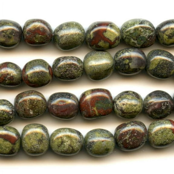 Dragon Blood Jasper 8x10mm  Nugget Beads - 8 Inch Strand