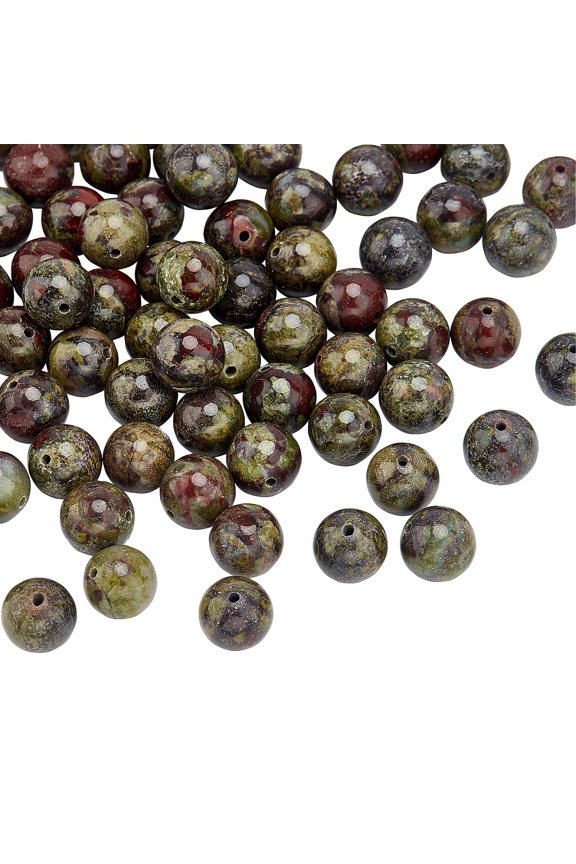 Dragon Blood Jasper Beads Strands Round 10mm Hole: 1mm 35~37pcs/Strand 14.96''(38cm) 2strands/box
