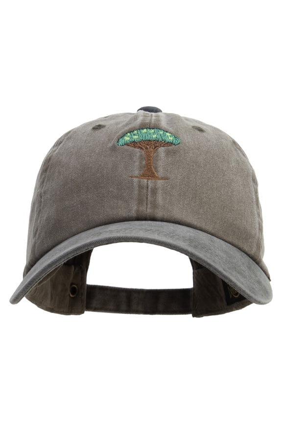 Dragon Blood Tree Embroidered Unstructured Pigment Dyed Cotton Cap - Khaki Green OSFM