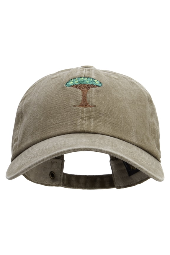 Dragon Blood Tree Embroidered Unstructured Pigment Dyed Cotton Cap - Khaki OSFM