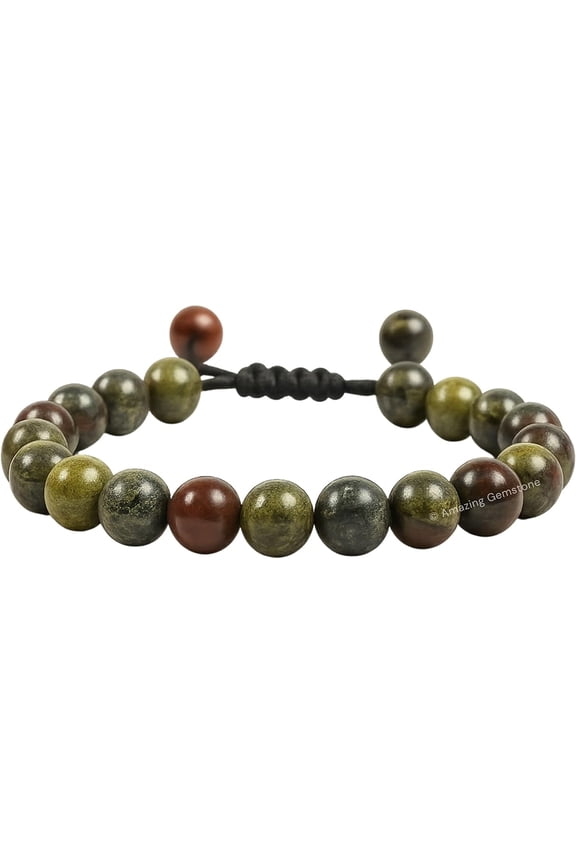 Dragon Bloodstone Crystal Bracelet - 8mm Beaded Bracelet and Healing Stones