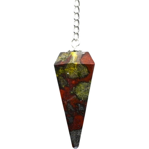 Dragon Bloodstone Crystal Pendulum Dowsing Reiki Hexagonal Points