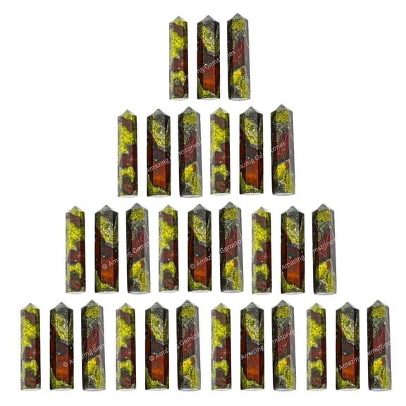 Dragon Bloodstone Crystal Points Bulk 3 Pcs, Hexagonal Healing Point