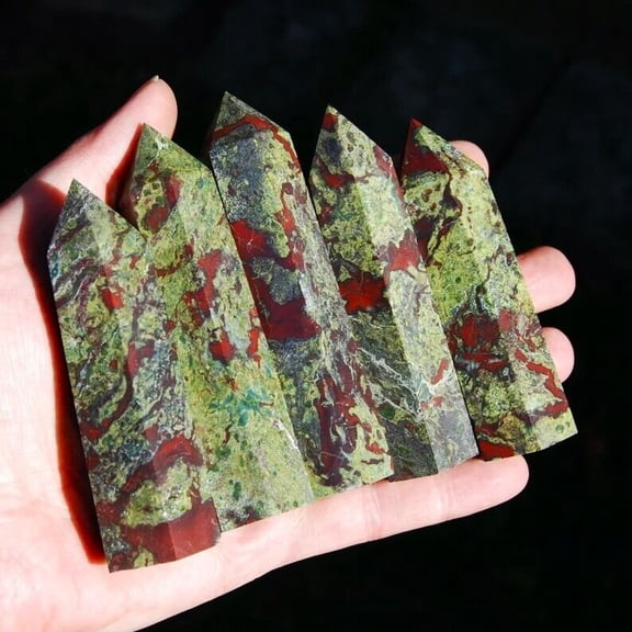 Dragon Bloodstone Healing Crystal Tower Point Wands Reiki Obelisk Mineral Rocks