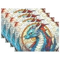 thumbnail image 1 of Dragon Bohomia 4 PCs Placemats Set Linen Non-Slip Table Mat Rectangular Washable for Dining Kitchen Party 12"x18", 1 of 8