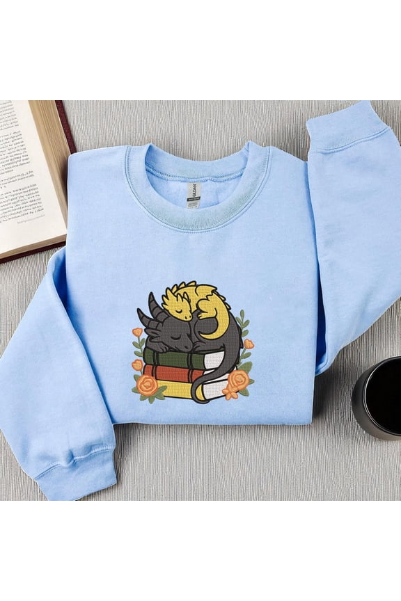 Dragon Book Embroidered Sweatshirt, Fantasy Book Reader Shirt, Fourth Wing Sweater, Basgiath War College Hoodie, Dragon Book Lover Shirt