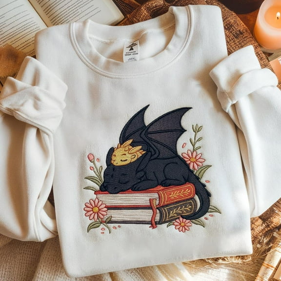 Dragon Book Embroidered Sweatshirt, Fantasy Book Reader Sweatshirt, Fourth Wing Sweater, Basgiath War College Shirt, Dragon Book Lover Shirt