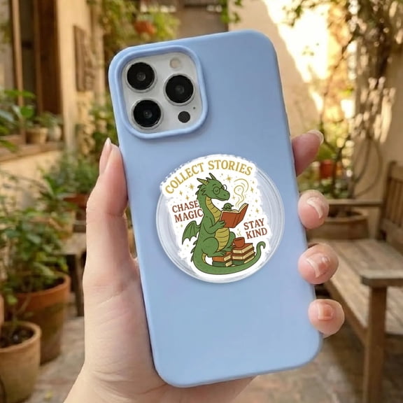 Dragon Book Lover Phone Grip, Fantasy Reader Phone Holder, Bookish Gift for Readers