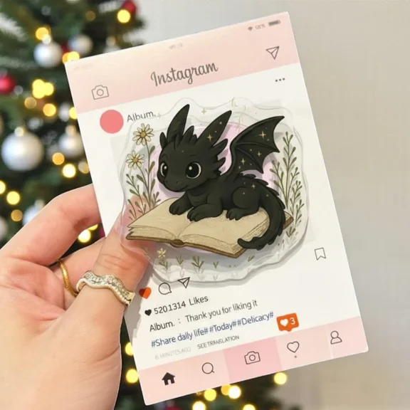 Dragon Book Phone Grip, Fantasy Bookish Phone Holder, Cute Book Lover Accessory, Kindle & Phone Stand Gift