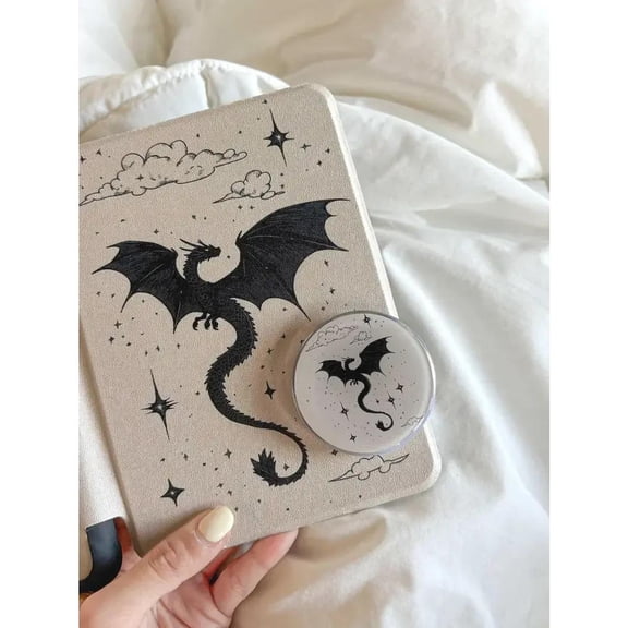 Dragon Book Stack Magnetic Phone Grip, Fantasy Magnetic Holder for Kindle eReader, Book Lover Gift