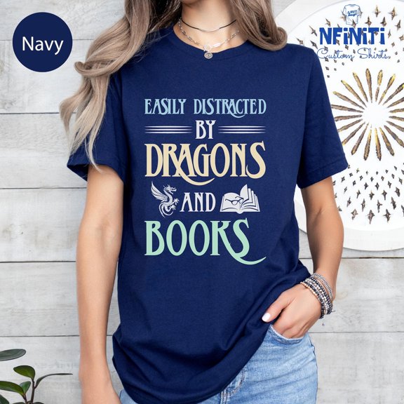 Dragon Book T-Shirt: Bookworm Librarian Tee All Size S-5Xl
