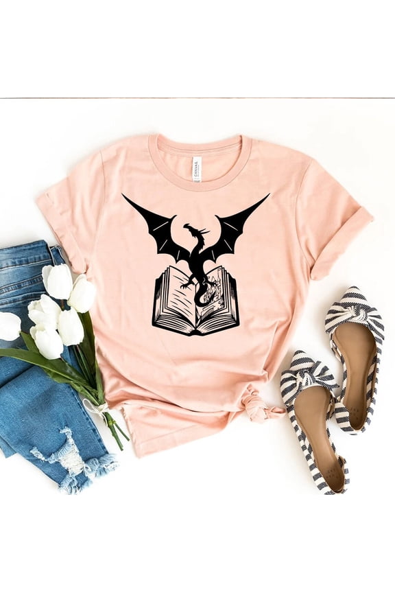 Dragon Book T-shirt, Reading Book Shirt, Nerd Dragon Tee, Librarian Book Lover Top, Book Shirt, Women's, Love Reading Top, Mom Shirt All Size S-5Xl
