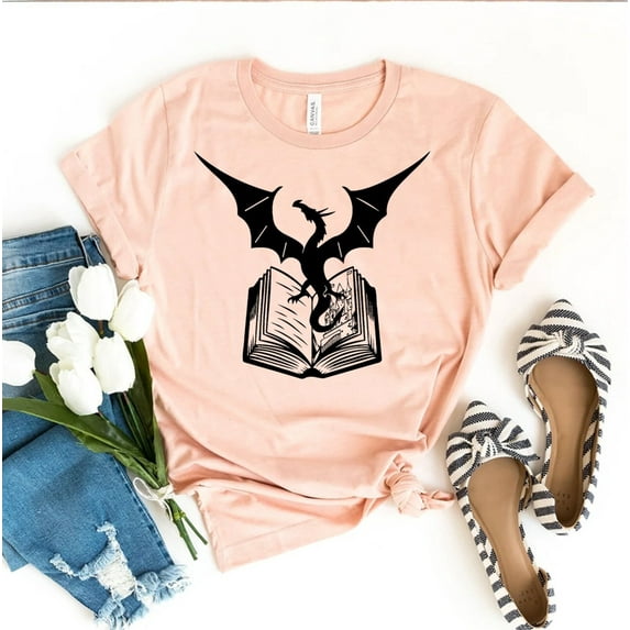 Dragon Book T-shirt Reading Shirt Nerd Tee Librarian Lover Top Women's Gift Love Mom I Am A Funny Worm English Grammar School Teacher