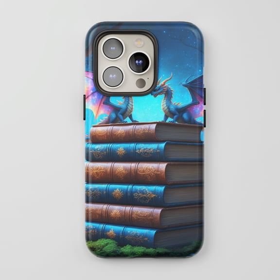 Dragon Books For All iPhone Series Protective Phone Case Fantasy Art Blue