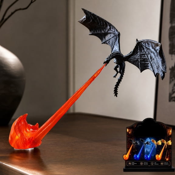 Dragon Bookshelf Nook Light 3D Printed Fire-Breathing Fantasy Shelf Decor Flying Dragon Design Book Lover Gift Halloween Shelf Display,C-25cm