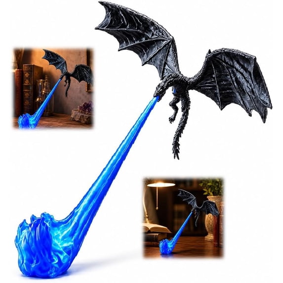 Dragon Bookshelf Nook Light, 3D Printed Fire-Breathing Fantasy Shelf Decor, Flying Dragon Design Fantasy Reading Nook Decor, Unique Gift for Book Lover Halloween Display