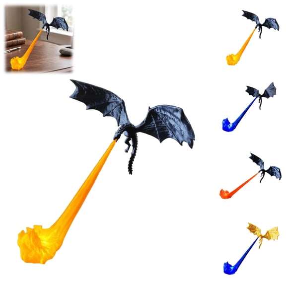 Dragon Bookshelf Nook Light, 3D Printed Fire-Breathing Fantasy Shelf Decor | Flying Dragon Design | Red or Blue Flame | Large & Small Options | Book Lover Gift | Halloween Shelf Display