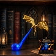 thumbnail image 1 of Dragon Bookshelf Nook Light, 3D Printed Fire-Breathing Fantasy Shelf Decor | Flying Dragon Design | Red or Blue Flame | Large & Small Options | Book Lover Gift | Halloween Shelf Display, 1 of 7