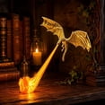 thumbnail image 1 of Dragon Bookshelf Nook Light, 3D Printed Fire-Breathing Fantasy Shelf Decor | Flying Dragon Design | Red or Blue Flame | Large & Small Options | Book Lover Gift | Halloween Shelf Display, 1 of 8