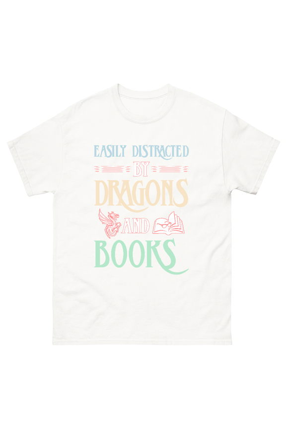 Dragon Bookworm Librarian Book Nerd Animal Lover Fantasy Unisex T-Shirt V61109, up to size 5XL