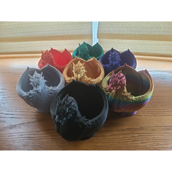 Dragon Bowl Silk Rainbow Color Candy Dish Planter Plant Pot Dungeons and Dragons