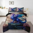 thumbnail image 1 of Dragon Comforter Set,Mysterious Ancient Western Animals Duvet Set for Room Decor,Newspaper Retro Style Brushed Microfiber Soft Quilt Cover,Full, 1 of 6
