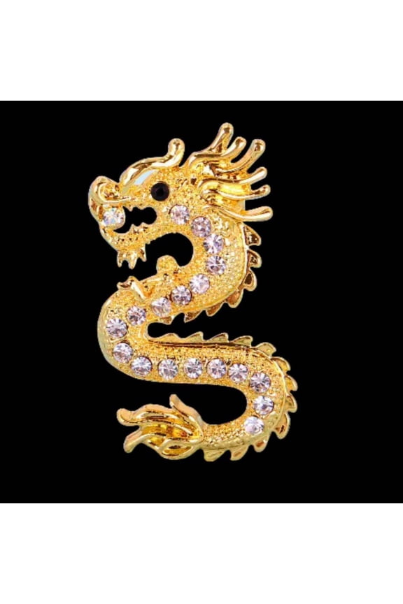 Dragon Brooch Corsage Pin Set for Men 2pc Suit Accessories Chinese Style Decorative Lapel Pin for Jacket or Blazer