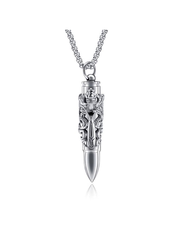 Dragon Bullet Dagger Necklace for Men or Women Stainless Steel Goth Biker Ginger Lyne Collection