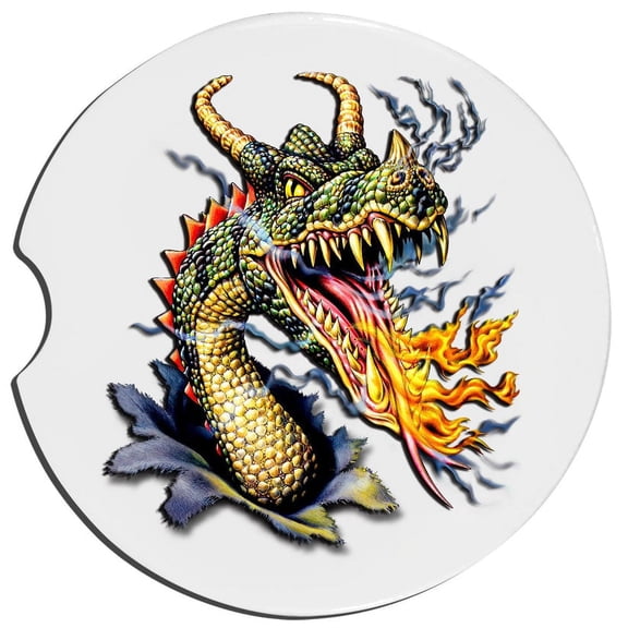 Dragon Car Coaster, Absorbent Stoneware Car Cup Holder Coaster, Set of 2