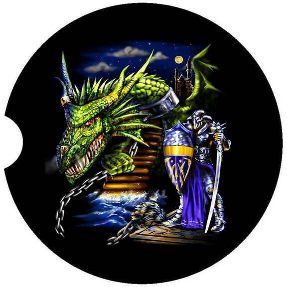 Dragon Car Coaster, Absorbent Stoneware Car Cup Holder Coaster, Set of 2