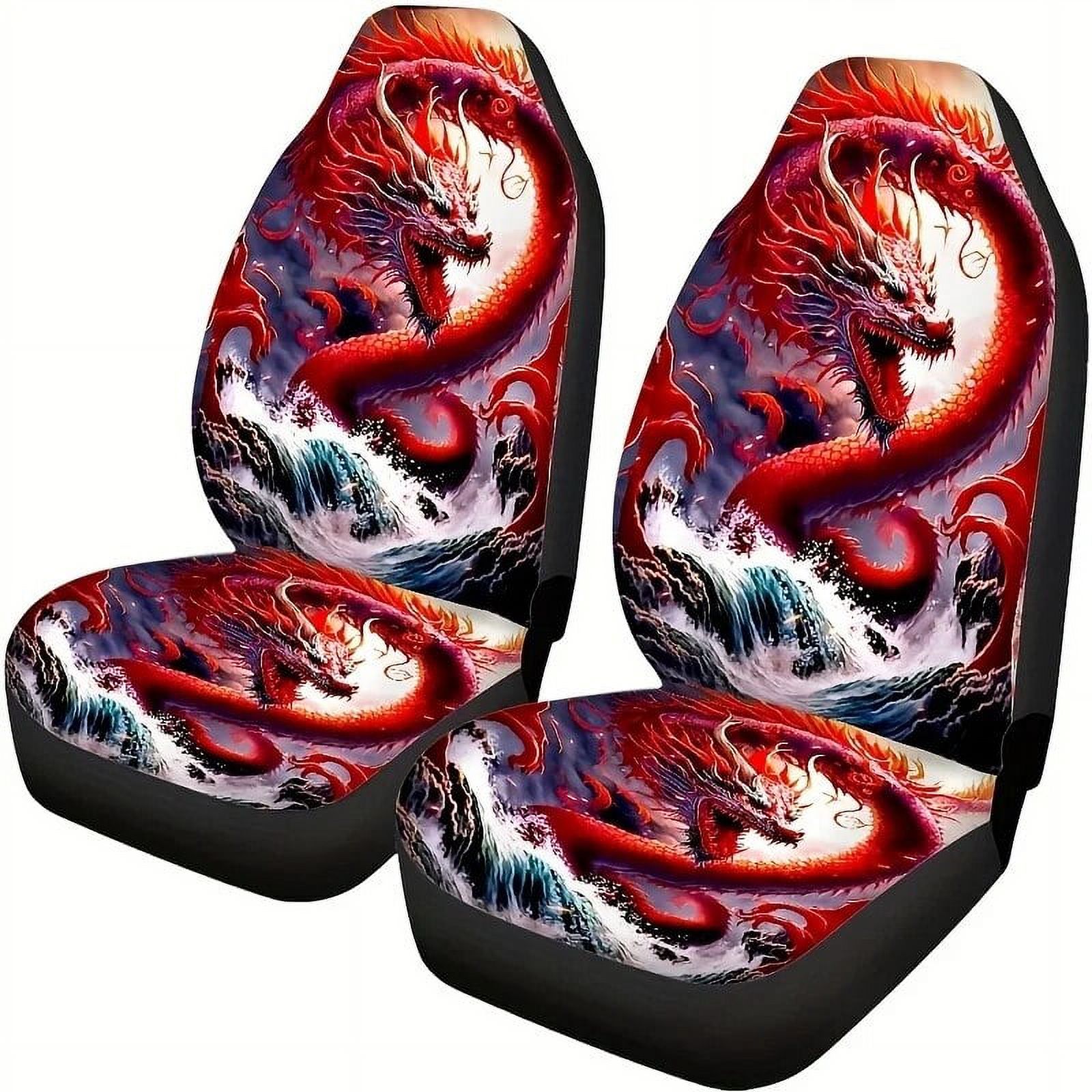 Dragon Car Seat Cover for Two Front Seats Printed with Cool Patterns