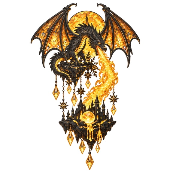 Dragon Castle LED Glowing Wall Lamp, Fantasy Dragon Wall Mounted Light Art Decor for Bedroom Living Room Entryway