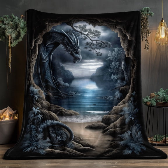 Dragon Cave HD Printed Flannel Blanket - Soft Warm Travel Camping Blanket for Sofa Bed Chair, Gift for Family Friends, 3 Sizes 30x40 50x60 60x80 in