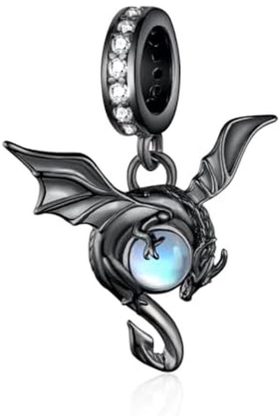 Dragon Charms 925 Sterling Silver Moonstone Dragon Beads Dragon Jewelry Moonstone Dragon Gifts for Women